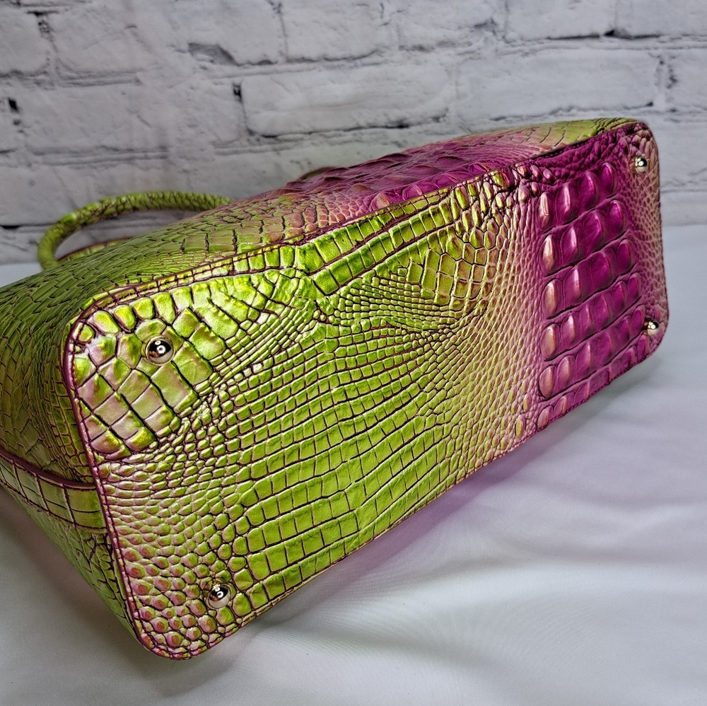 BRAHMIN 'DUXBURY' CROC-EMBOSSED LEATHER SATCHEL/CROSSBODY/TOTE BAG ELCT. OMBRE - Picture 5 of 16